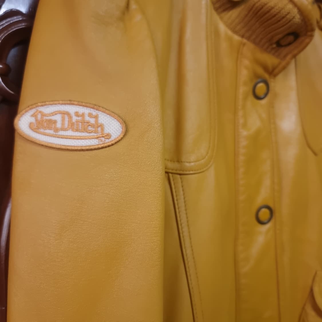 [VON DUTCH] Y2K 머스타드 렘 스킨 레더 자켓 상품이미지5