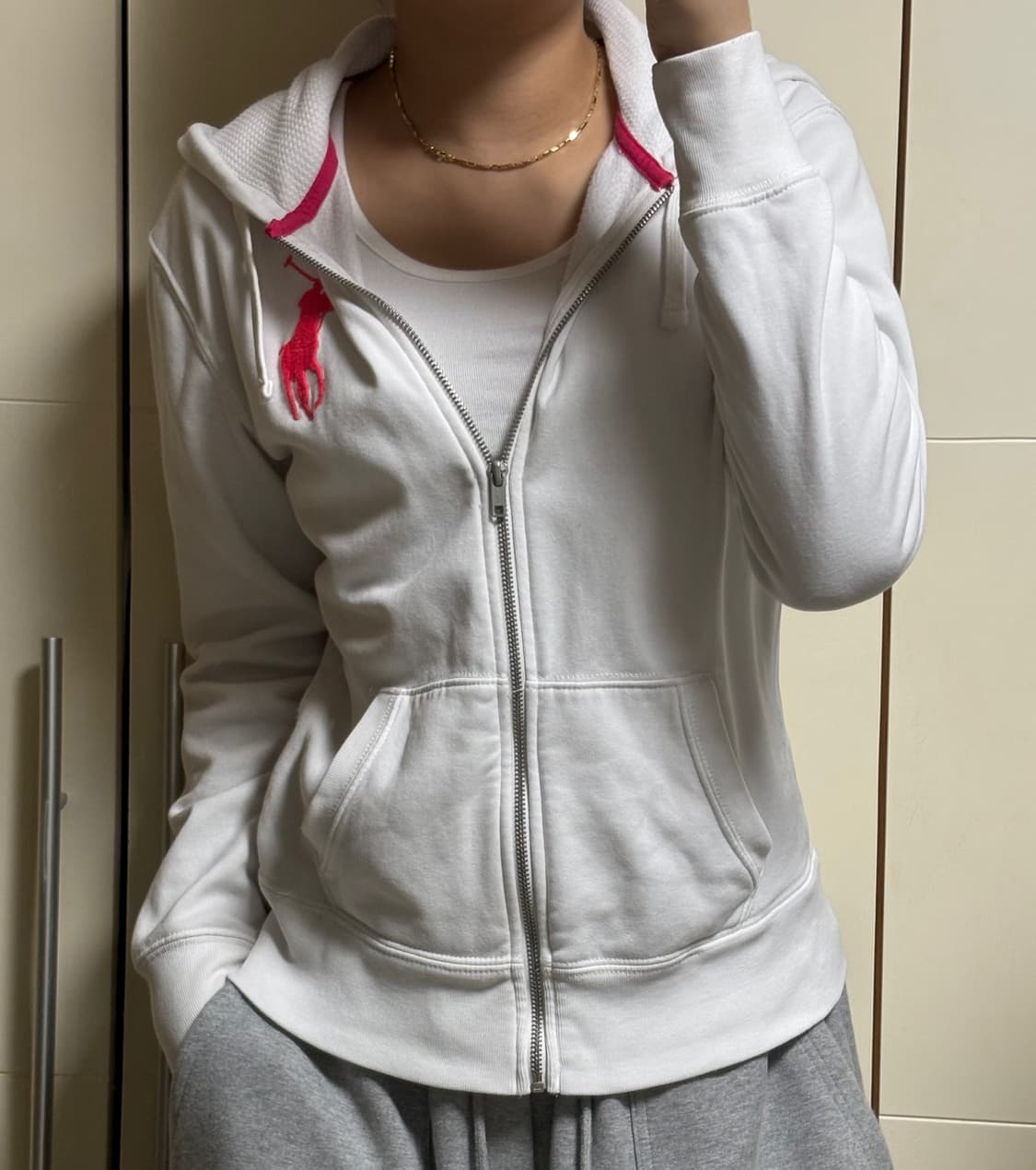 폴로 랄프로렌 빅포니 화이트 후드집업 상품이미지1