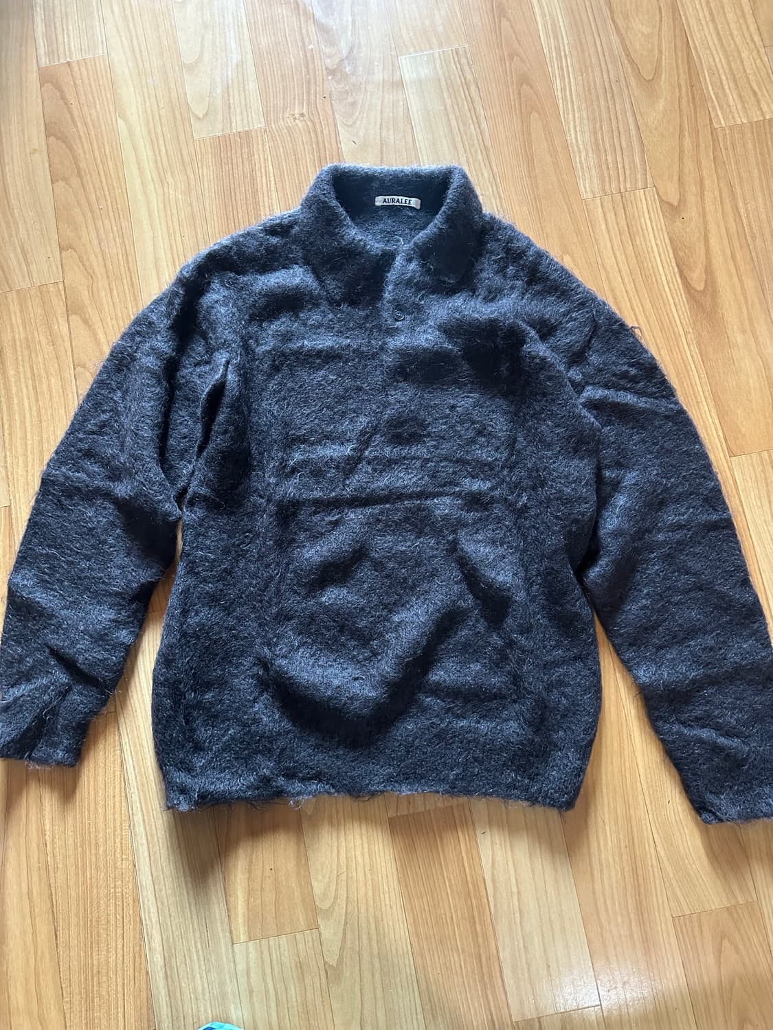 [3] 오라리 브러쉬드 슈퍼 키드 모헤어 폴로 니트 다크브라운 상품이미지1