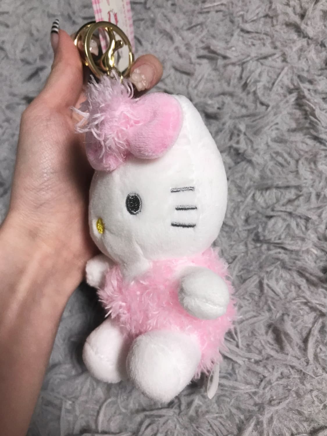 산리오 정품 헬로키티 핑크 퍼 인형 키링 새상품 상품이미지3