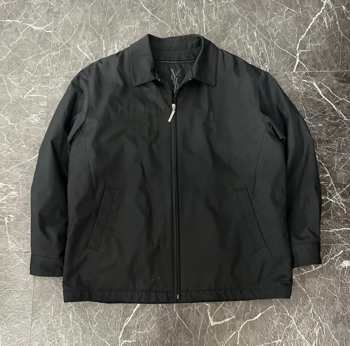 입생로랑 블랙 로고 오버핏 폴리쉘 블루종 자켓 상품이미지2