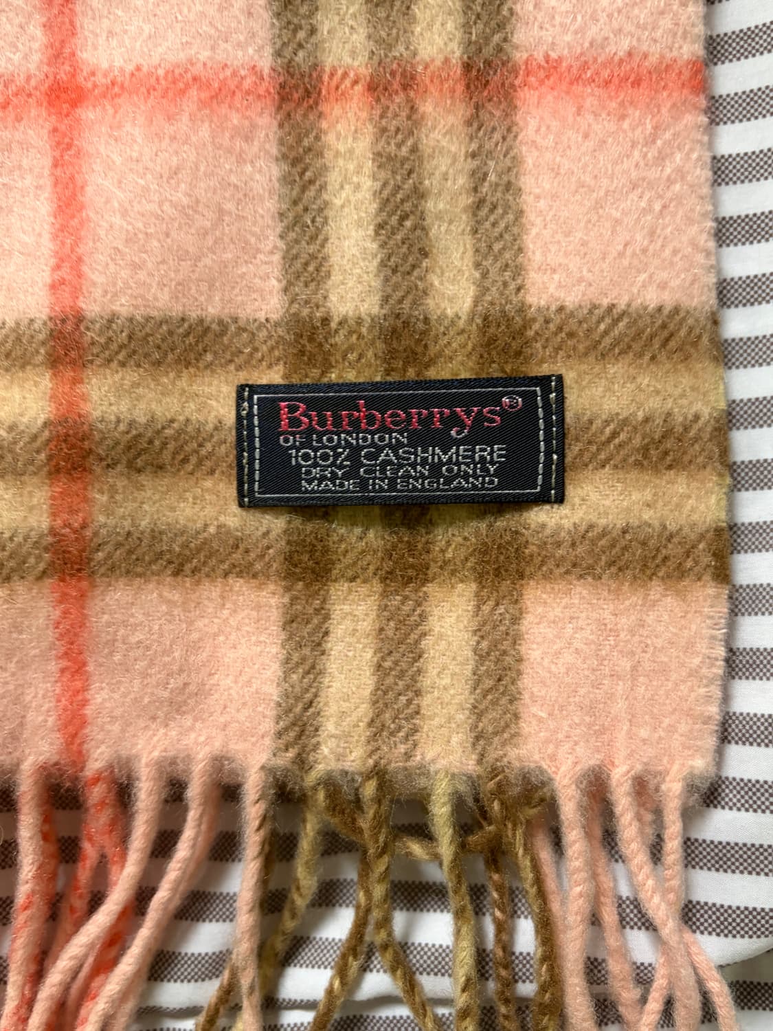 영국 버버리 캐시미어 핑크 체크 머플러 목도리 상품이미지4
