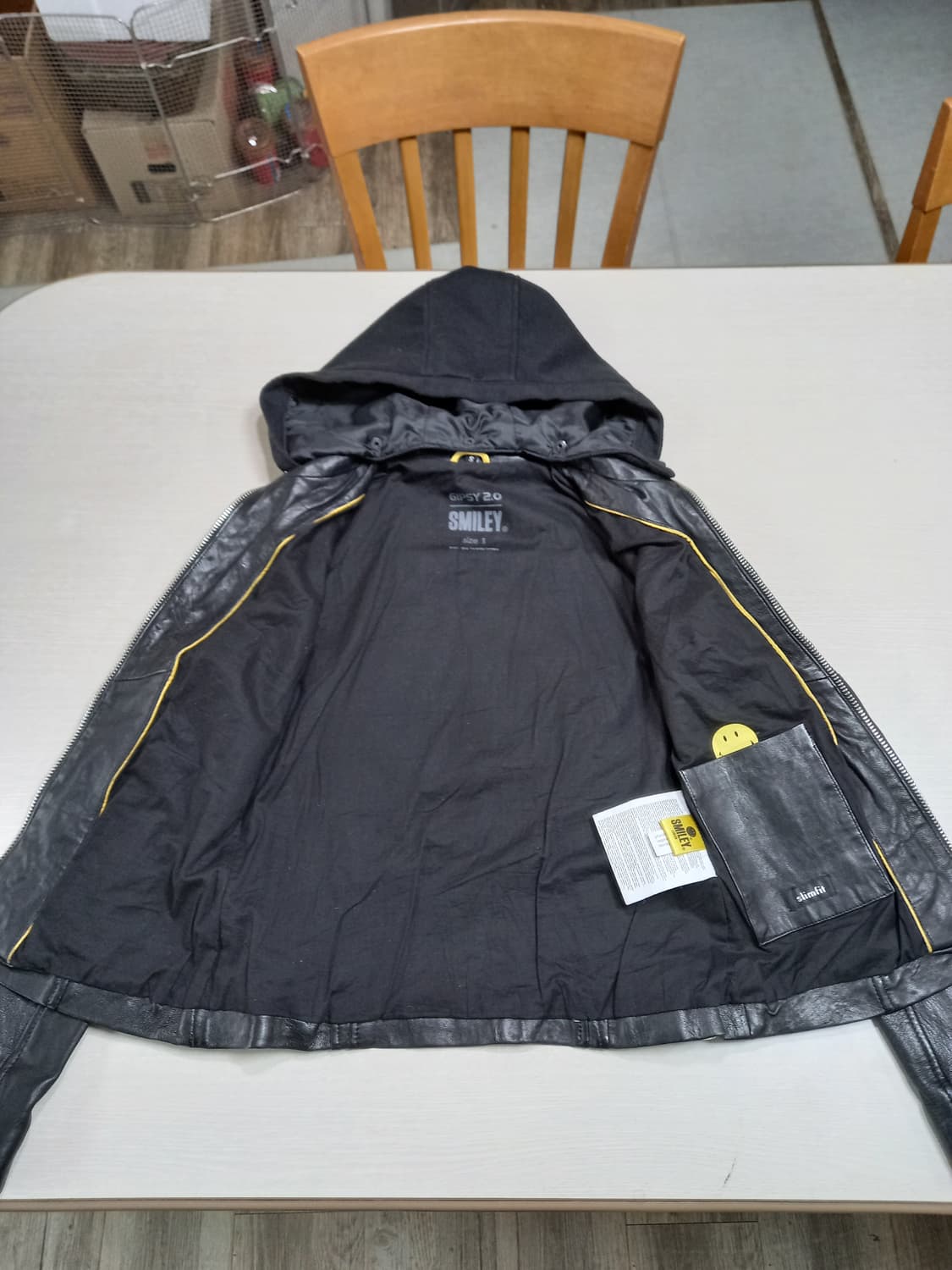 85-90 GIPSY+SMILEY 양가죽 라이더 자켓 블랙 M-09 상품이미지5