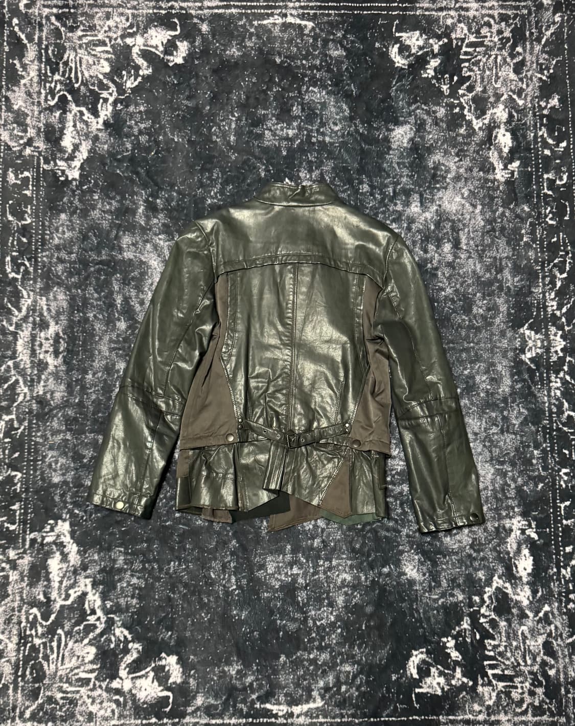 rough green cross leather jacket 상품이미지5