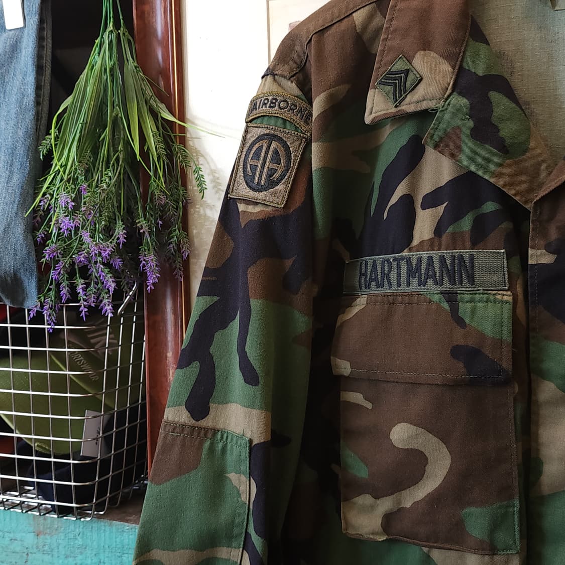 90s 미군 BDU 카모셔츠 우드랜드 미디움 레귤러 부대패치 상품이미지5