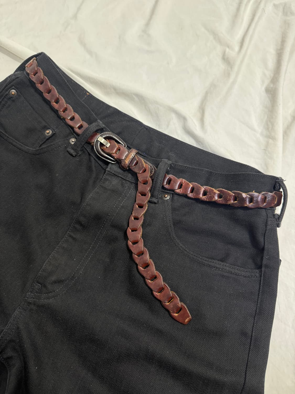 빈티지 브레이드 레더 벨트 상품이미지1