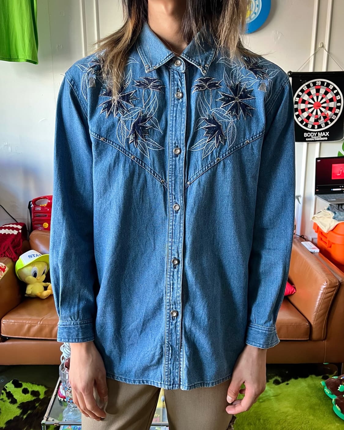 M-Salir Japan Denim Floral Western Shirt 상품이미지3