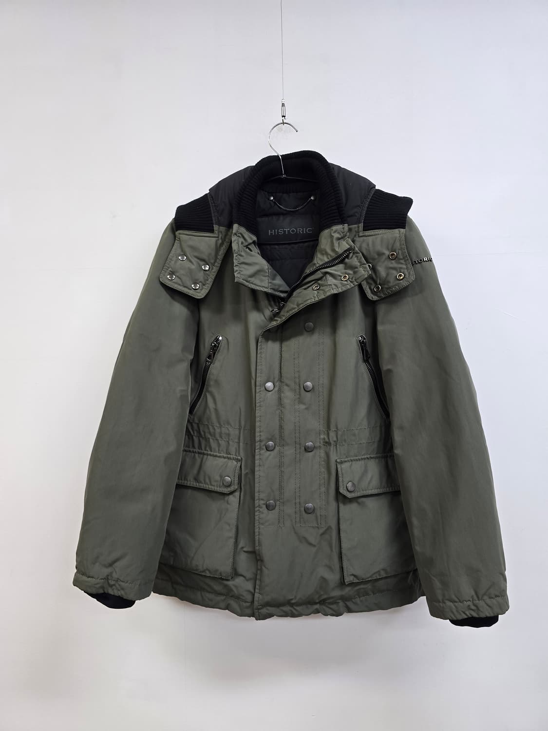 히스토릭 상태좋은 니팅넥라인 구스 패딩 카키 상품이미지1