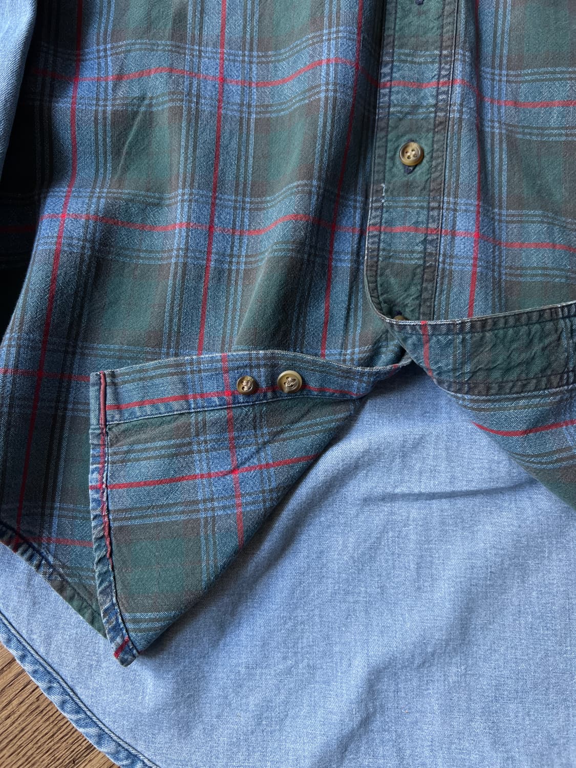 [S]90's Old GAP 올드갭 타탄체크 데님 셔츠 상품이미지4