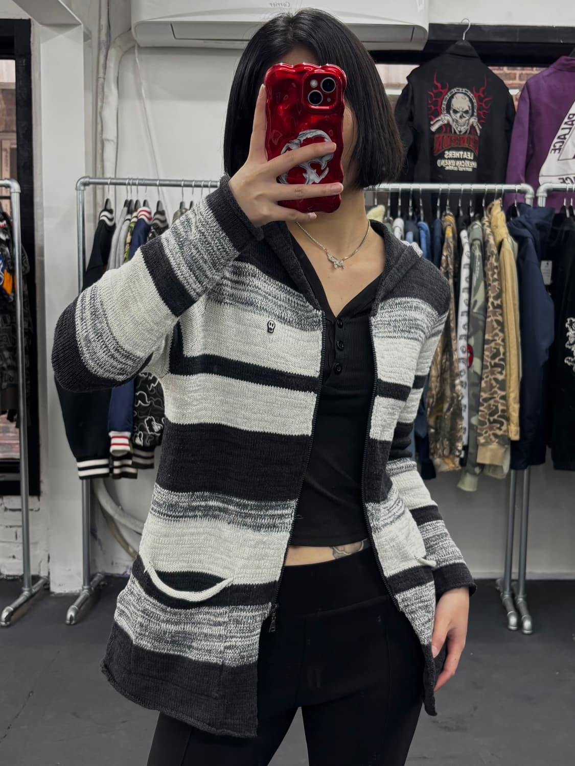 히스테릭 글래머 스컬 니트 후드집업 상품이미지3