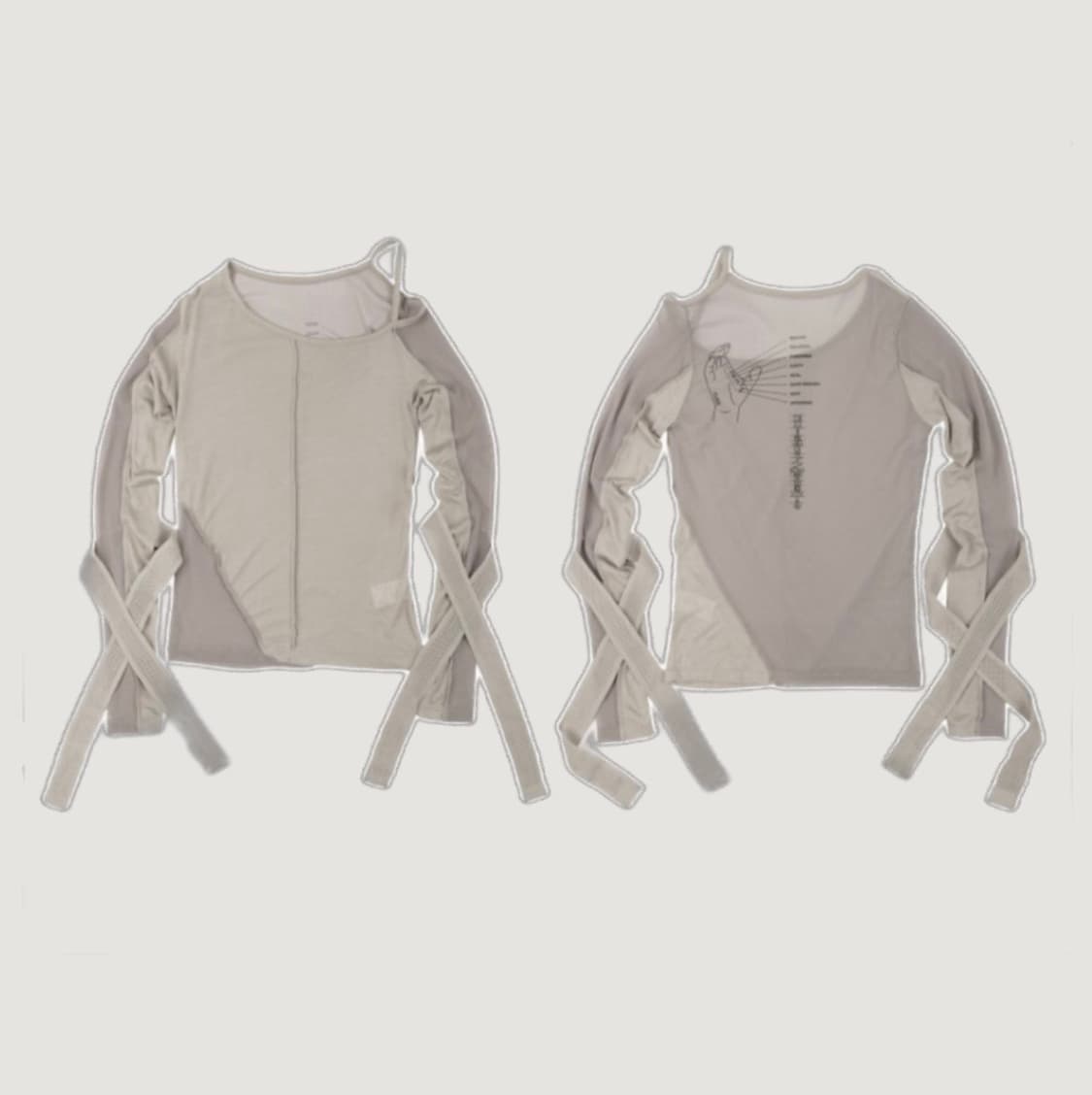 오호스 Bandage Mesh T-shirt / Brown 상품이미지3