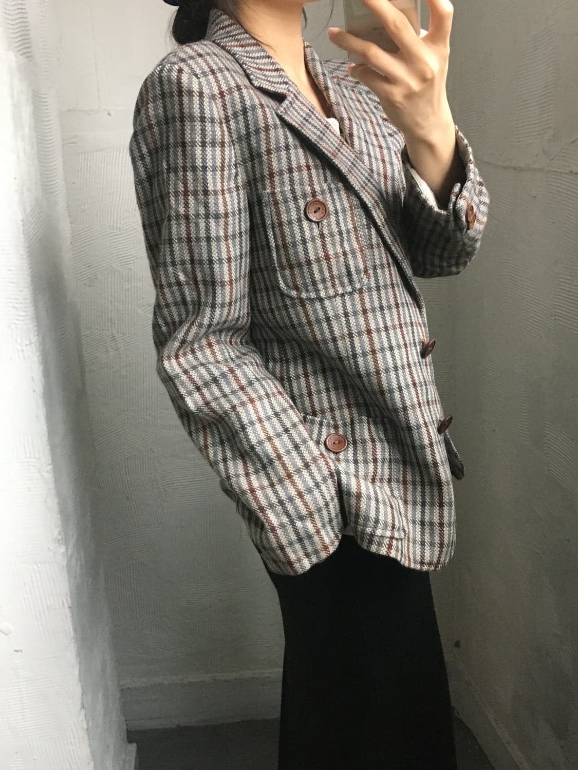 Celine 셀린느 90‘s 울 체크 블레이저 자켓   상품이미지3