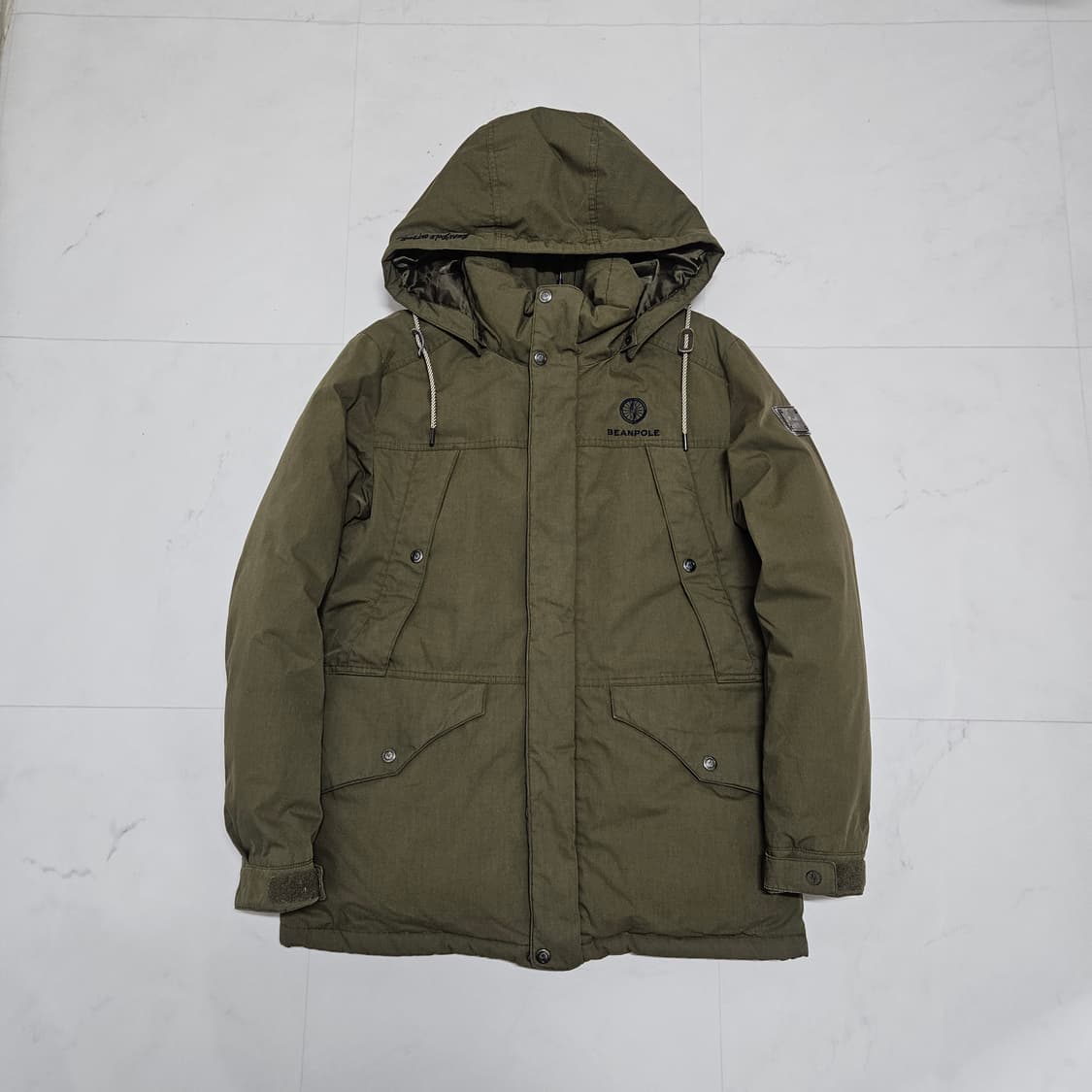 100 빈폴 구스다운 하프 패딩 카키 올리브 상품이미지2