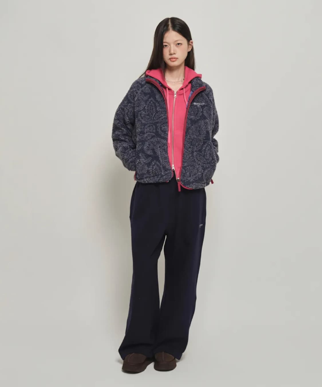 홈바디띵즈 플리스 패턴 자켓 후리스 네이비 상품이미지6