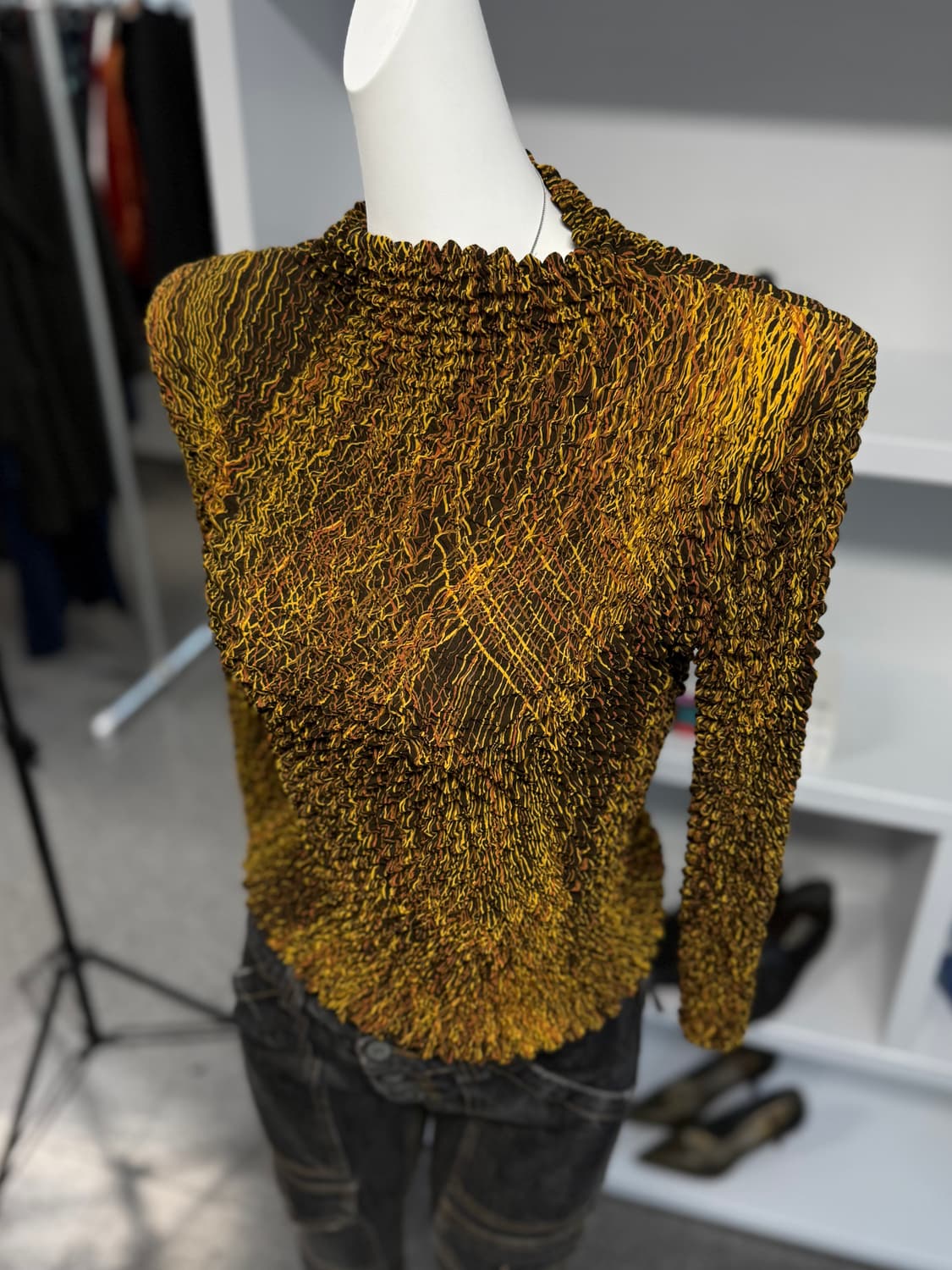 blouse salon 팝콘 플리츠 탑 상품이미지1