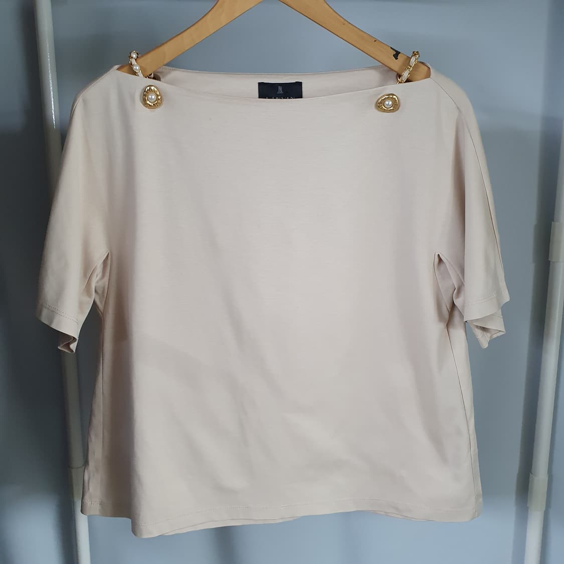 랑방 컬렉션 체인 스트랩 보트넷 하프 슬리브 탑 상품이미지1