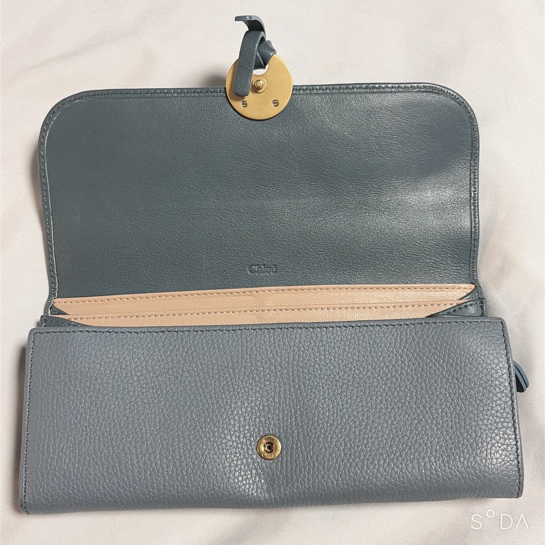 끌로에 장지갑 블루 그레이 레더 상품이미지5