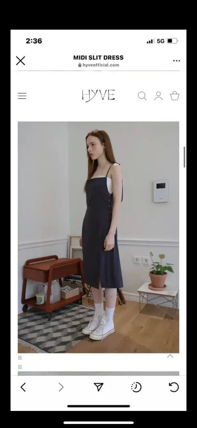 hyve 하이브 MIDI SLIT DRESS 미디 슬릿 드레스 상품이미지3
