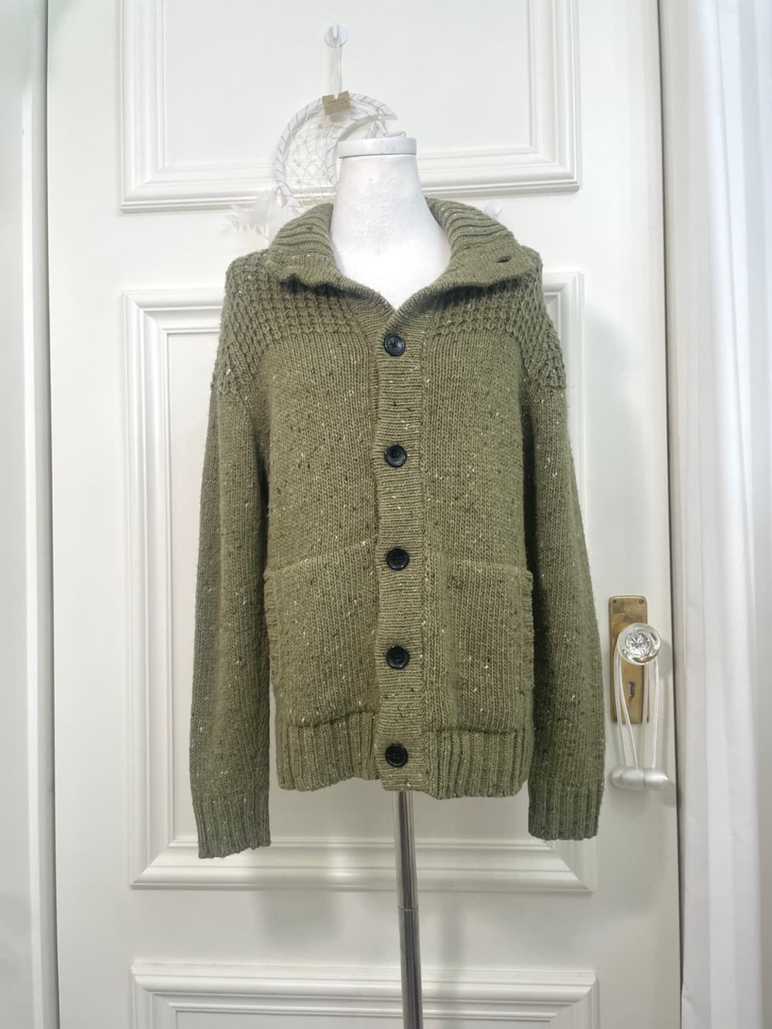 matcha melange pocket point collar cardi 상품이미지1