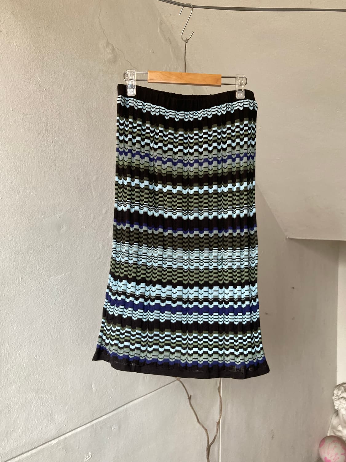 울 케이블 레이어드 니트 미디 스커트 상품이미지5