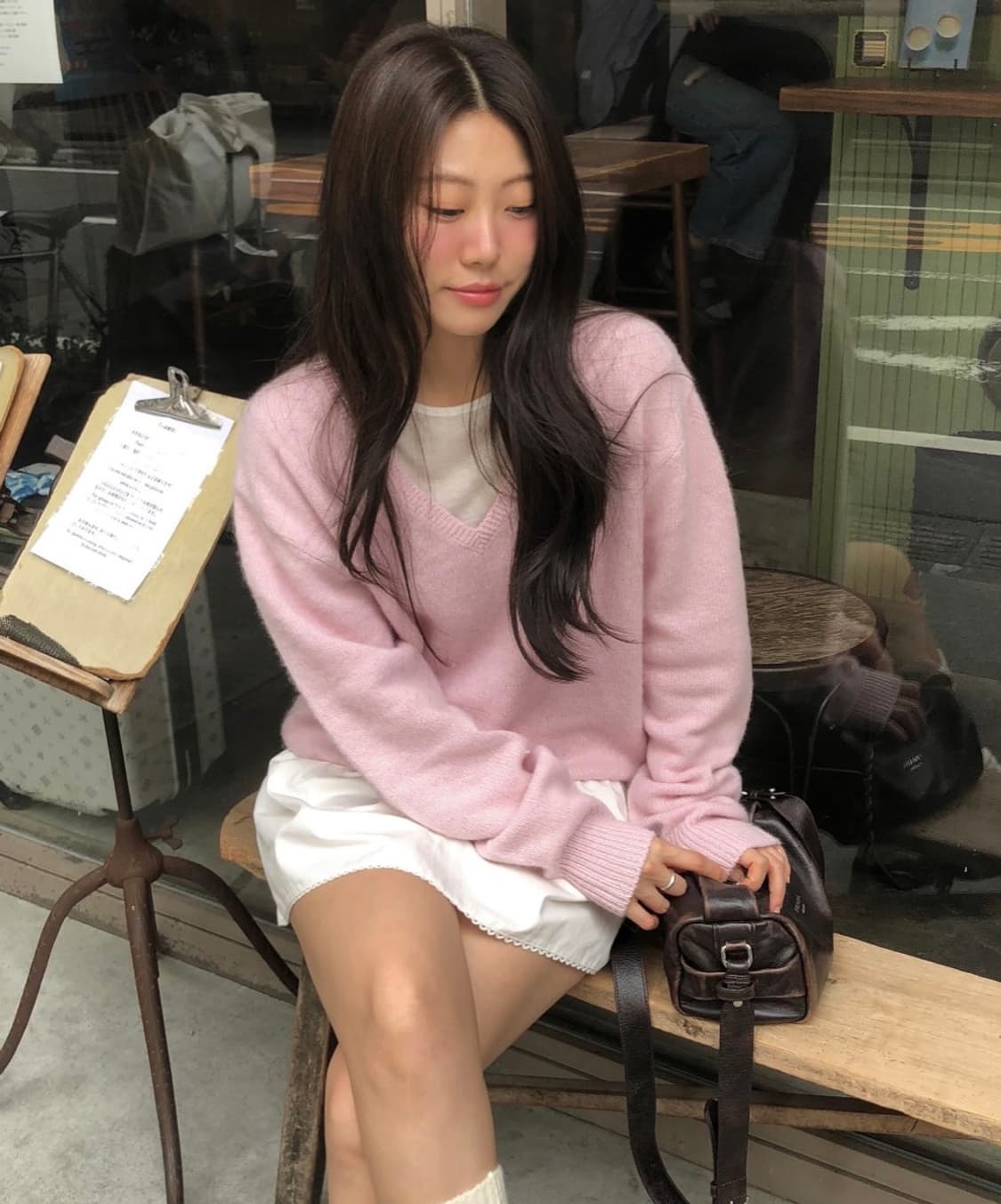 파운더스 아멜리 알파카 브이넥 니트 핑크 상품이미지1