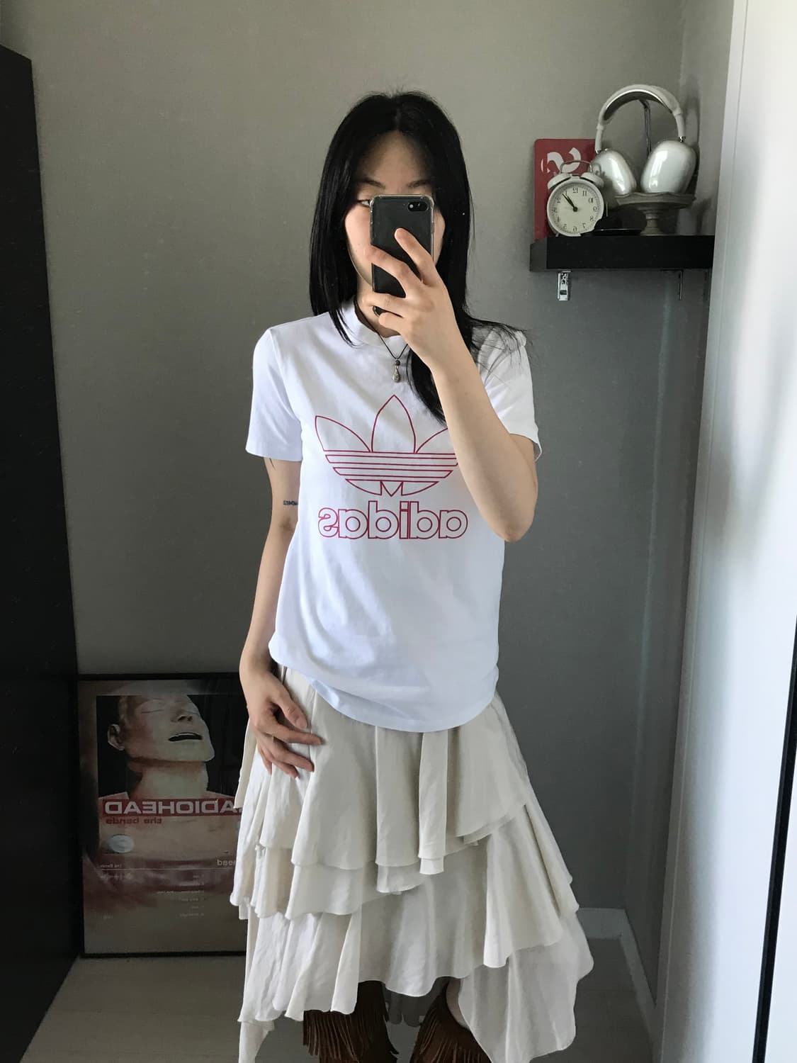 아디다스 중앙 트레포일 화이트 반팔티 상품이미지3