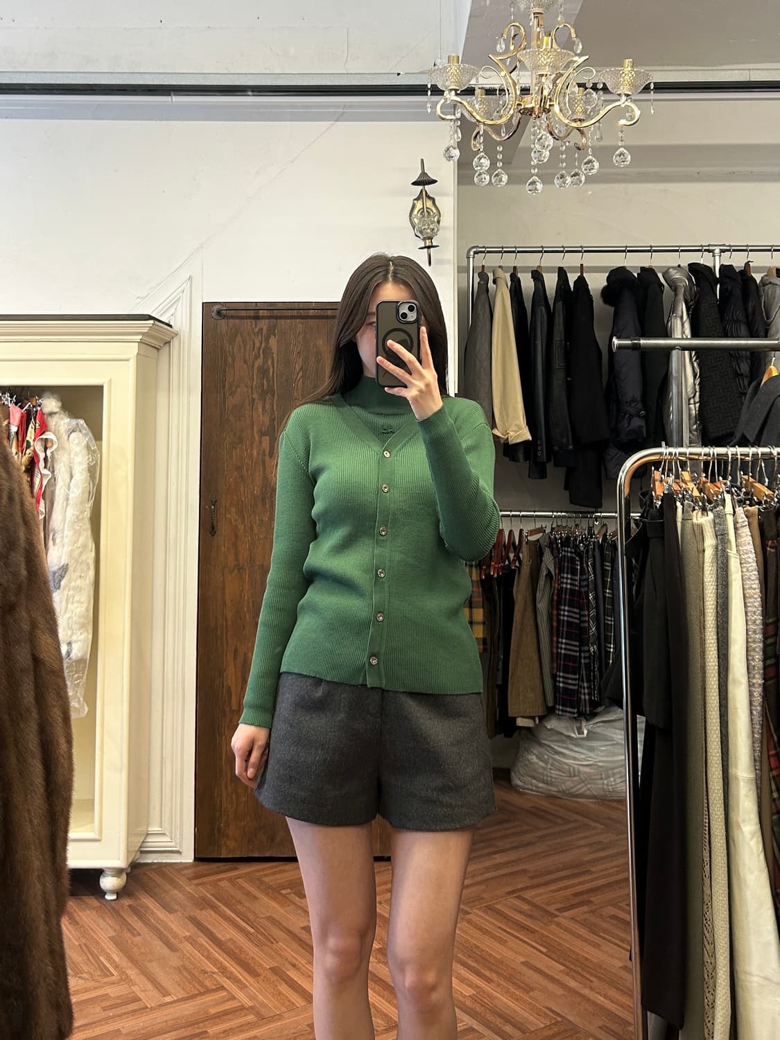 꾸레쥬 정품 그린 니트가디건 앙상블 상품이미지8