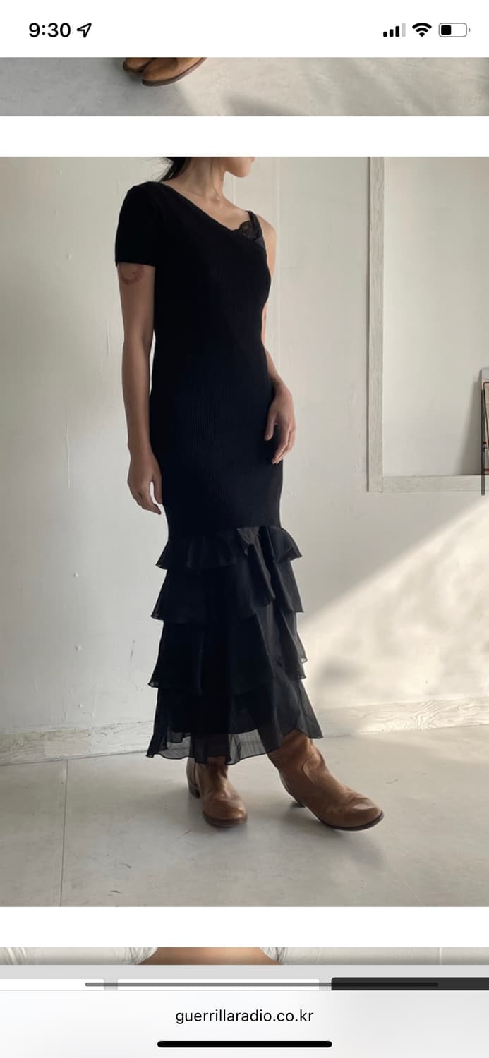 Black asymmetric cutted dress 상품이미지1