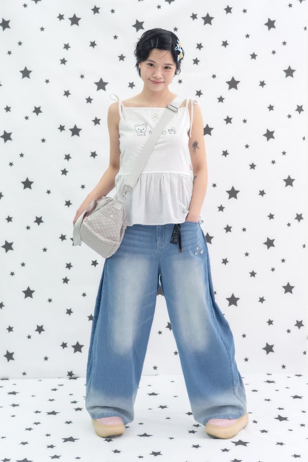 허그유어스킨 코리락쿠마 벌룬 핏 데님진 상품이미지2