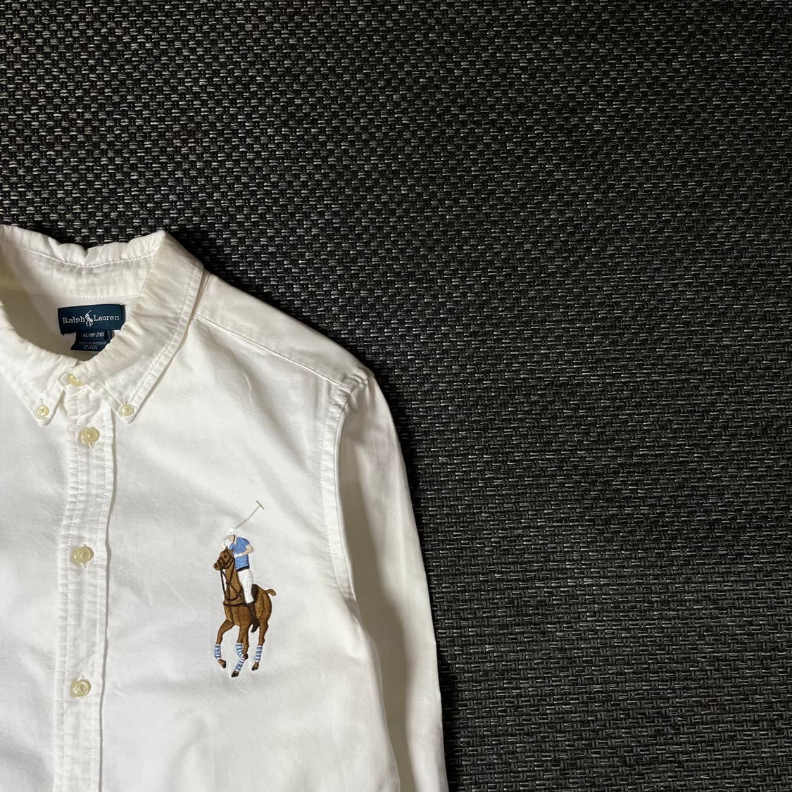 폴로 랄프로렌 화이트 빅포니 긴팔 셔츠 XL(18-20) 상품이미지3