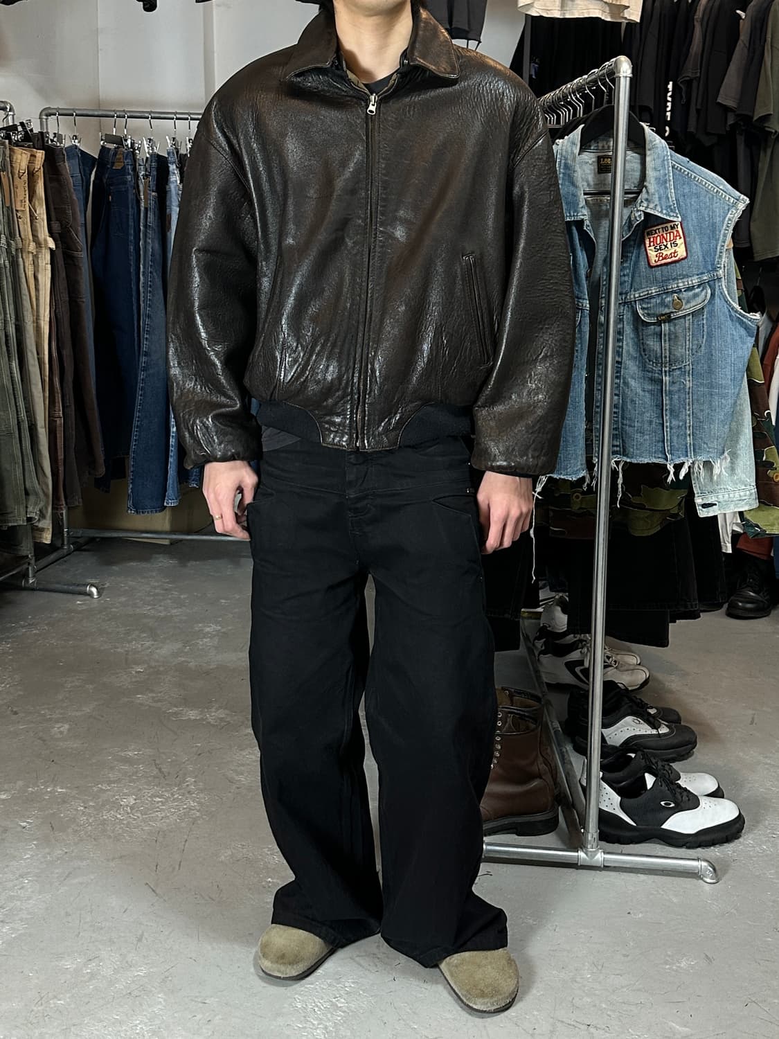 90's 빈티지 레더 봄버 자켓 빈티지 레더 자켓 상품이미지2