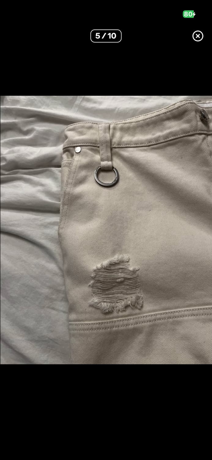 distressed denim 더블니 팬츠 화이트 48 상품이미지5