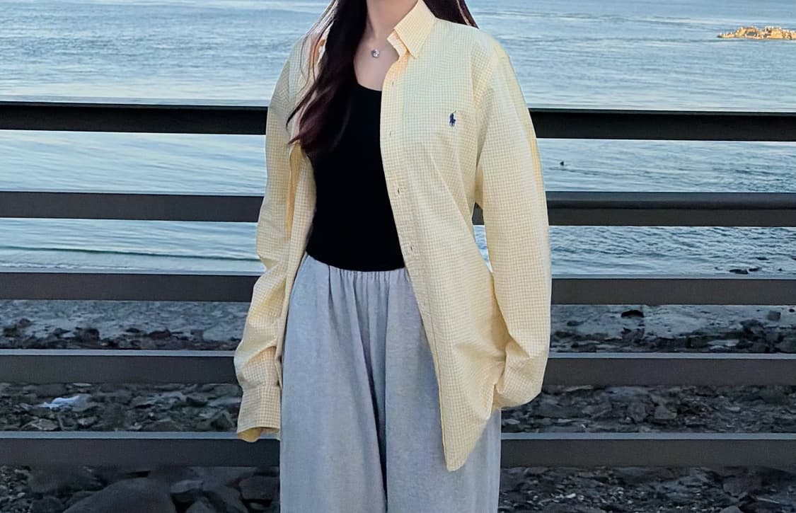 폴로 랄프로렌 블루 포니 옐로우 슬림핏 셔츠(s) 상품이미지1