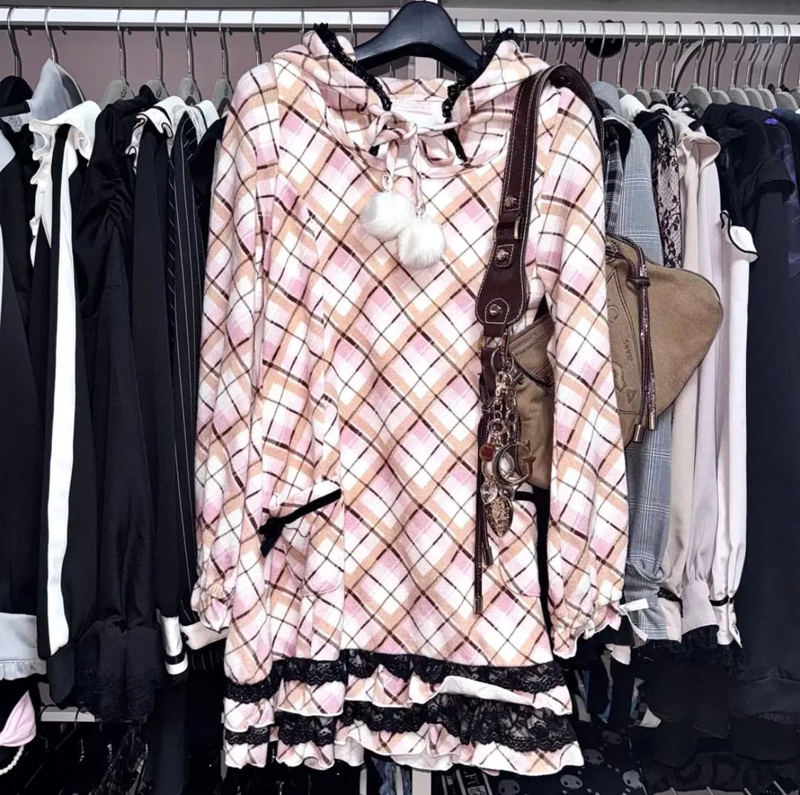 TRALALA 트랄라라 연핑크 체크 캉캉 프릴 원피스 상품이미지1