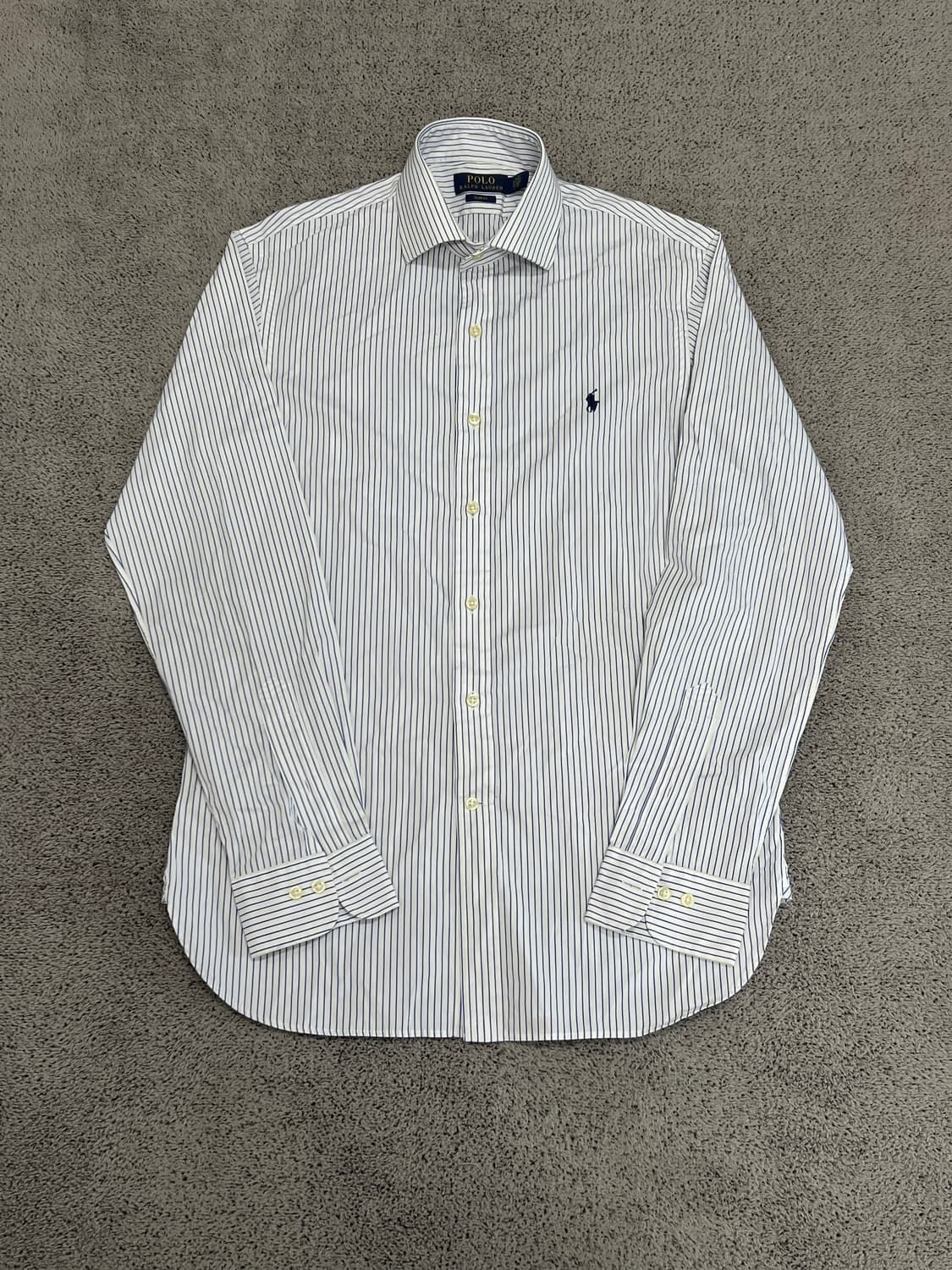 (15.5/39) 폴로랄프로렌 슬림핏 네이비 스트라이프 코튼 셔츠 상품이미지1