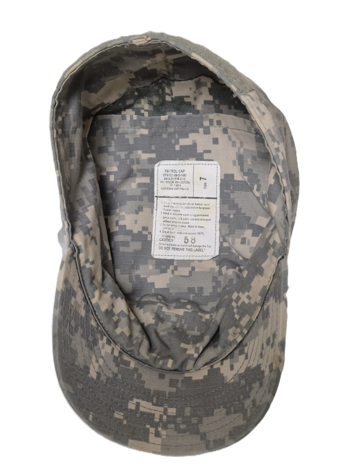 미군 구형 ACU 전투모 패트롤캡 전투복 (55CM) 상품이미지5
