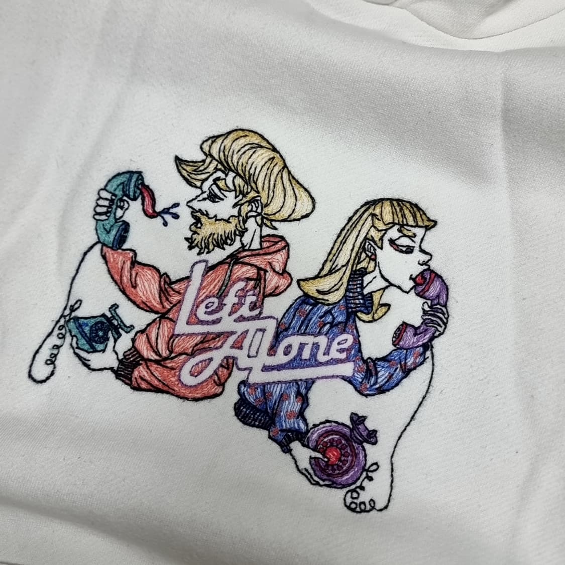 레프트얼론 화이트 후드티 프린팅 상품이미지2