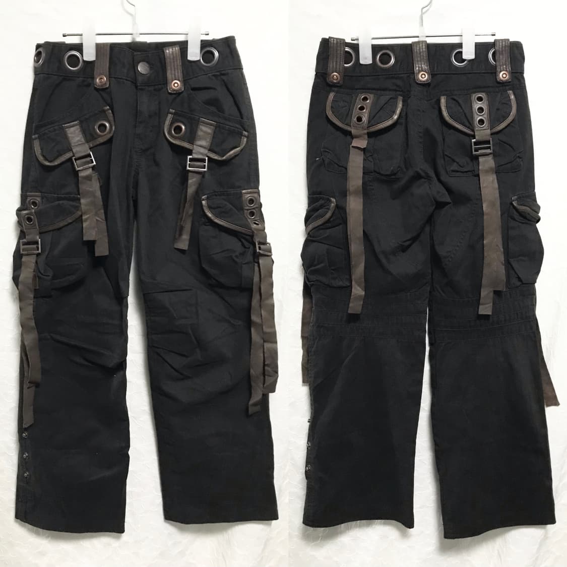 빈티지 dohc 00s y2k 아일렛 레더 스트랩 카고 팬츠 상품이미지1
