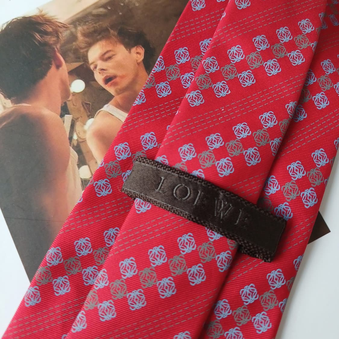 로에베 실크 레드 로고 패턴 넥타이 9.7cm A등급 A19805
 상품이미지10
