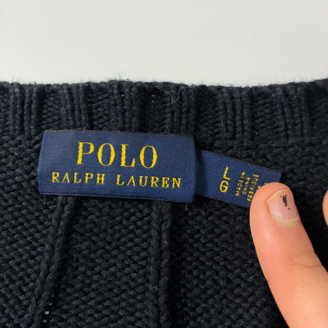 Polo  폴로 랄프로렌 자수 코튼 블랙 꽈배기 니트  상품이미지4