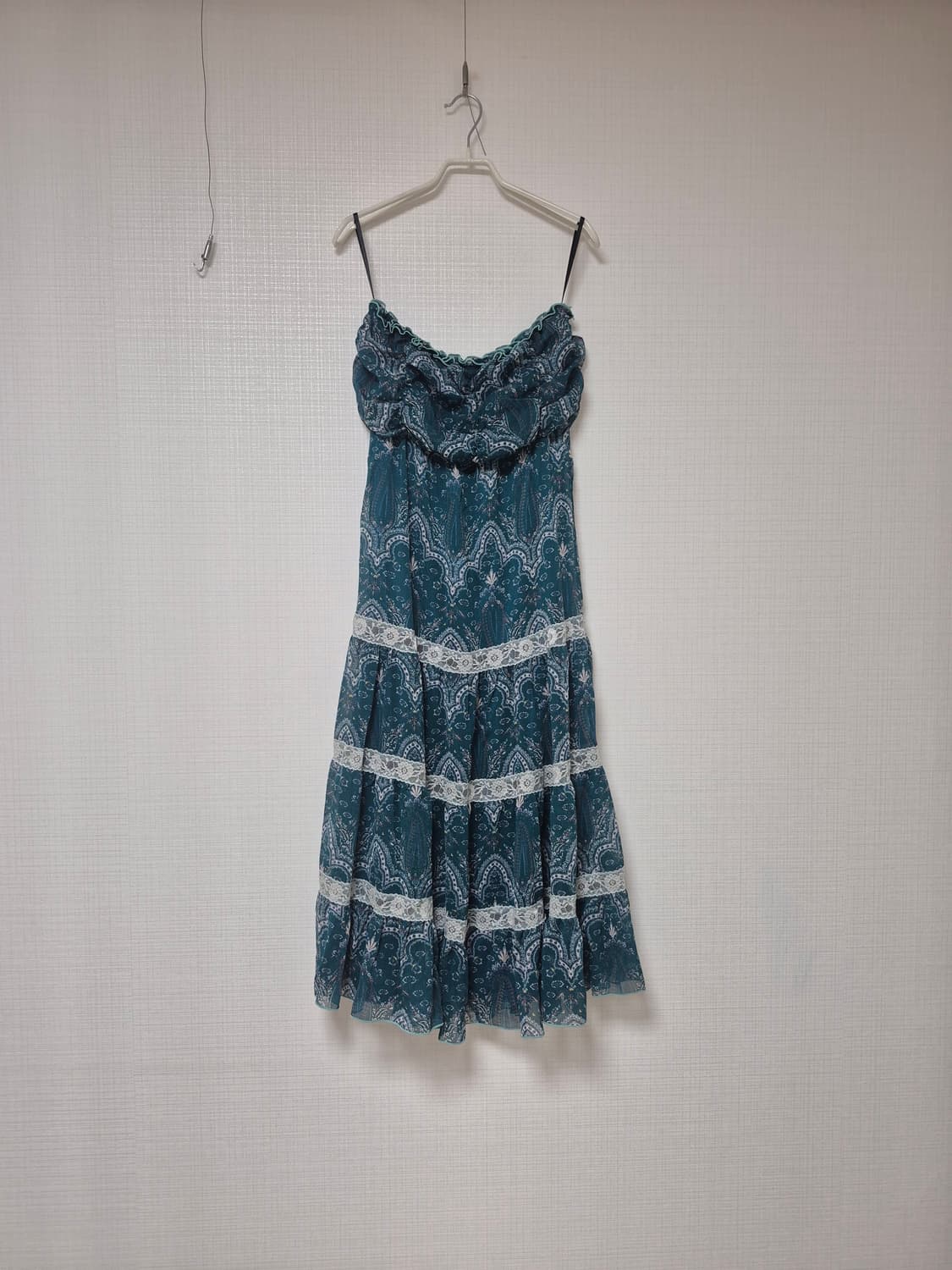 Japanese vintage 딥그린페이즐리 튜브탑원피스 상품이미지1