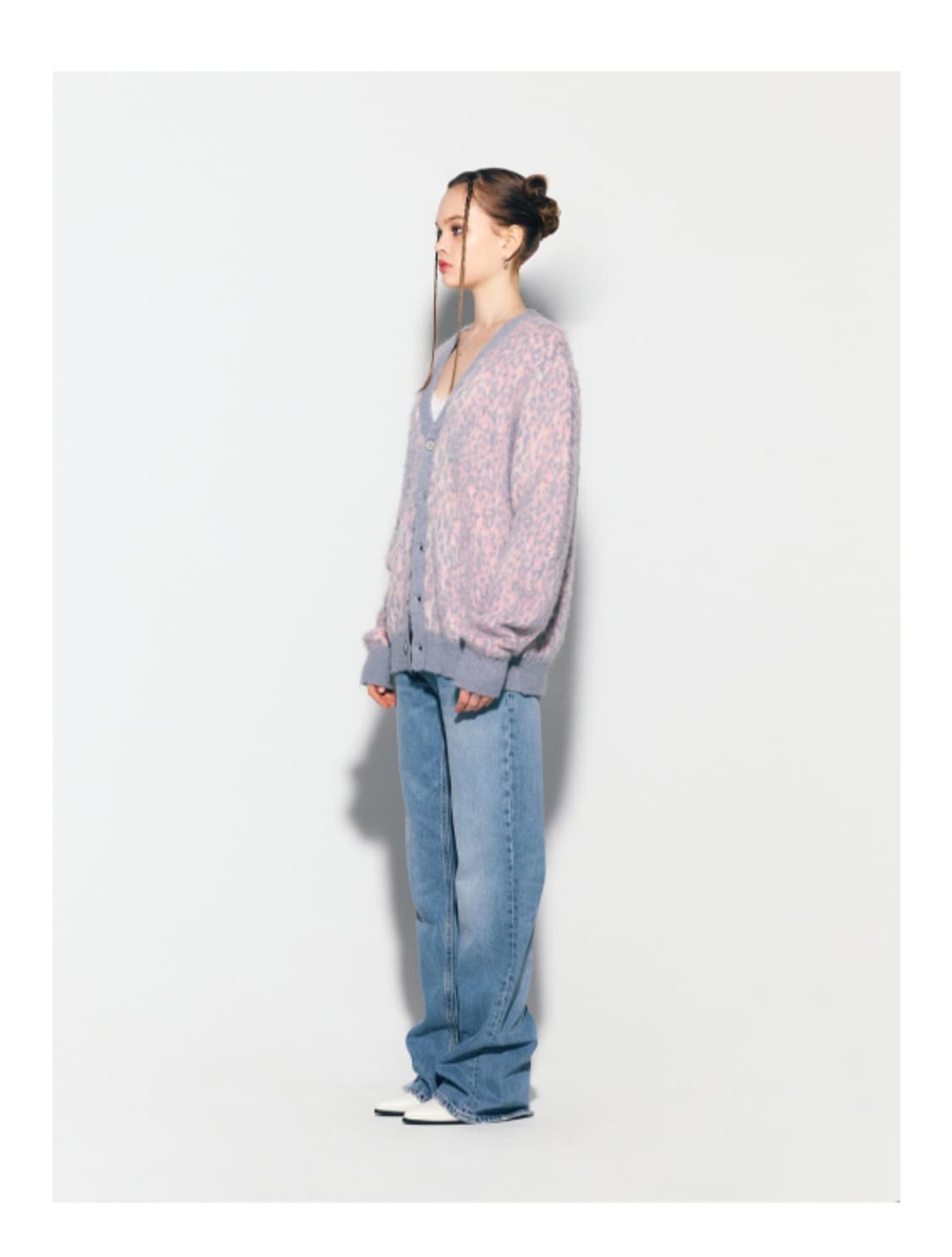 에즈이프 캘리 가디건 LEOPARD KNIT CARDIGAN PINK 상품이미지3