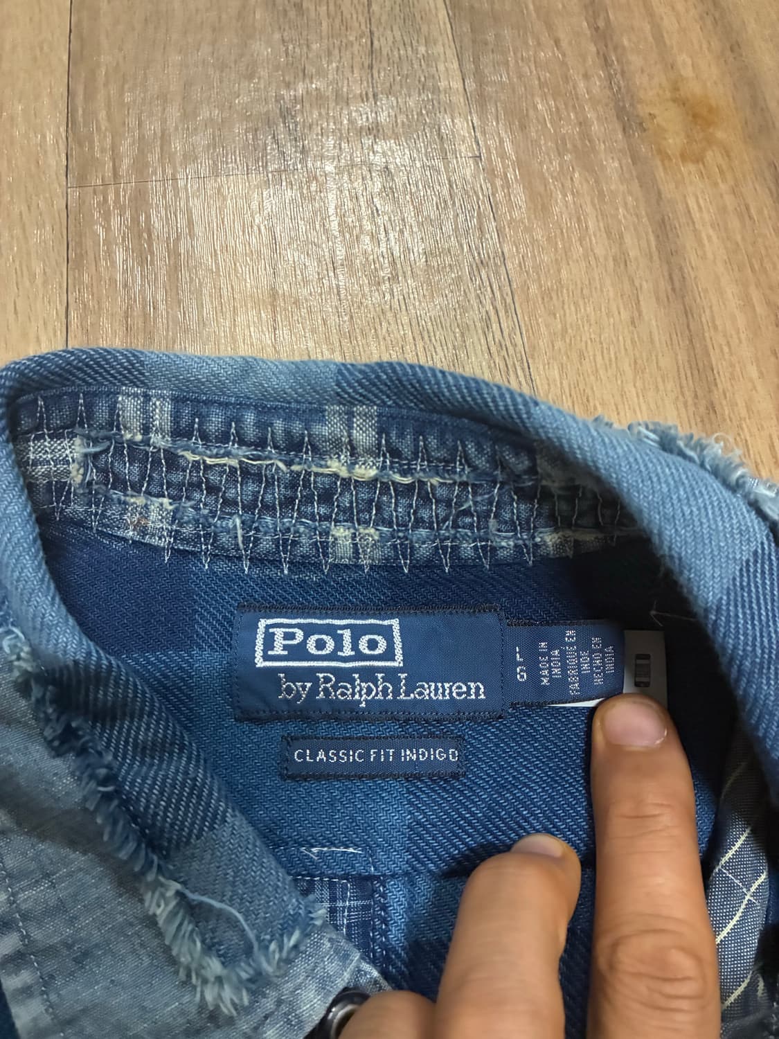 [새상품] 폴로랄프로렌 클래식핏 인디고 패치워크 워크셔츠 100/L 상품이미지4