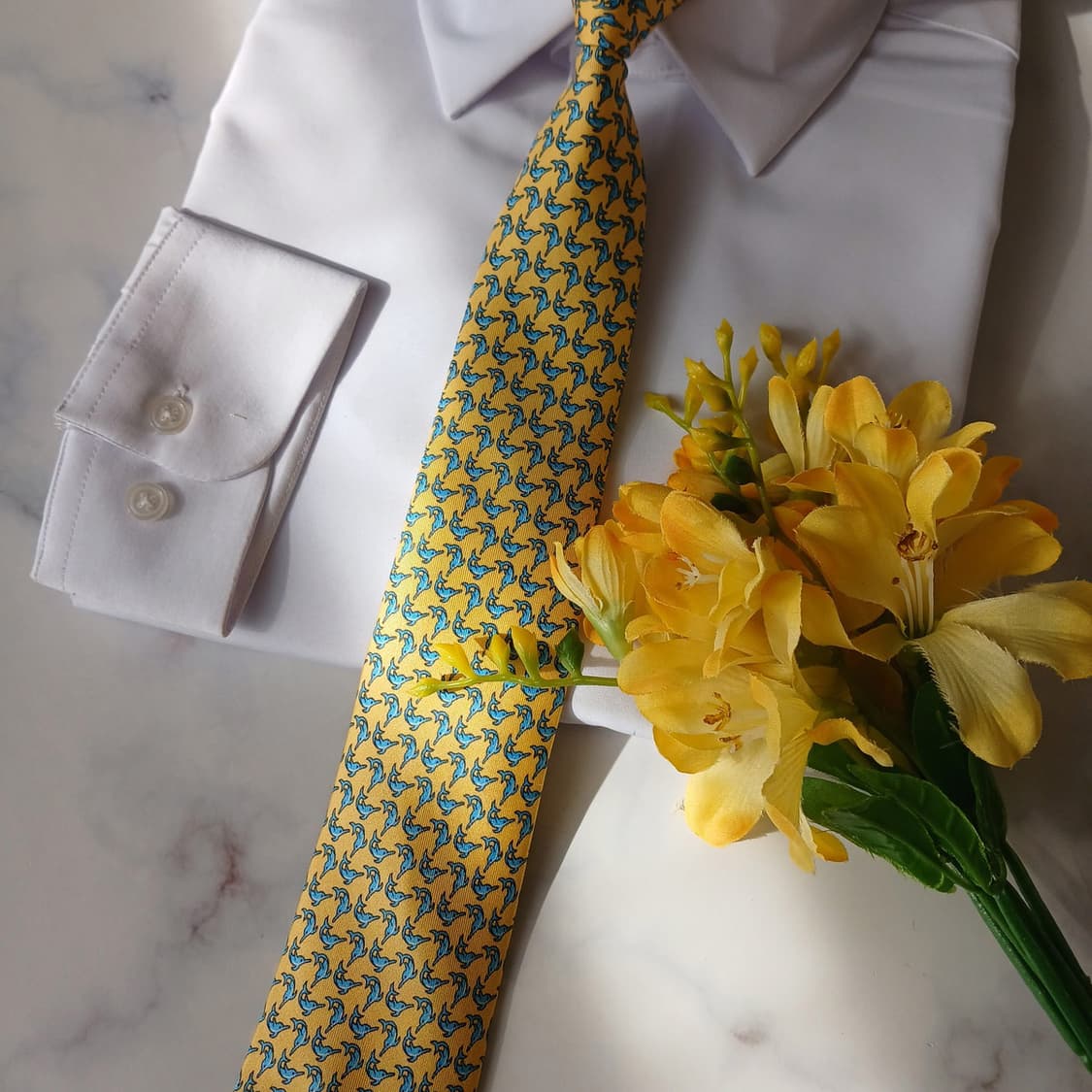 닥스 넥타이 옐로우 돌고래 모티브 7.8cm 새제품 A19851
 상품이미지6