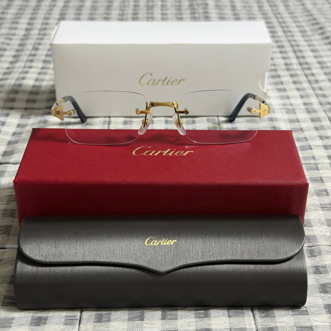 (OS) Cartier 까르띠에 산토스 무테 금장 안경 상품이미지2