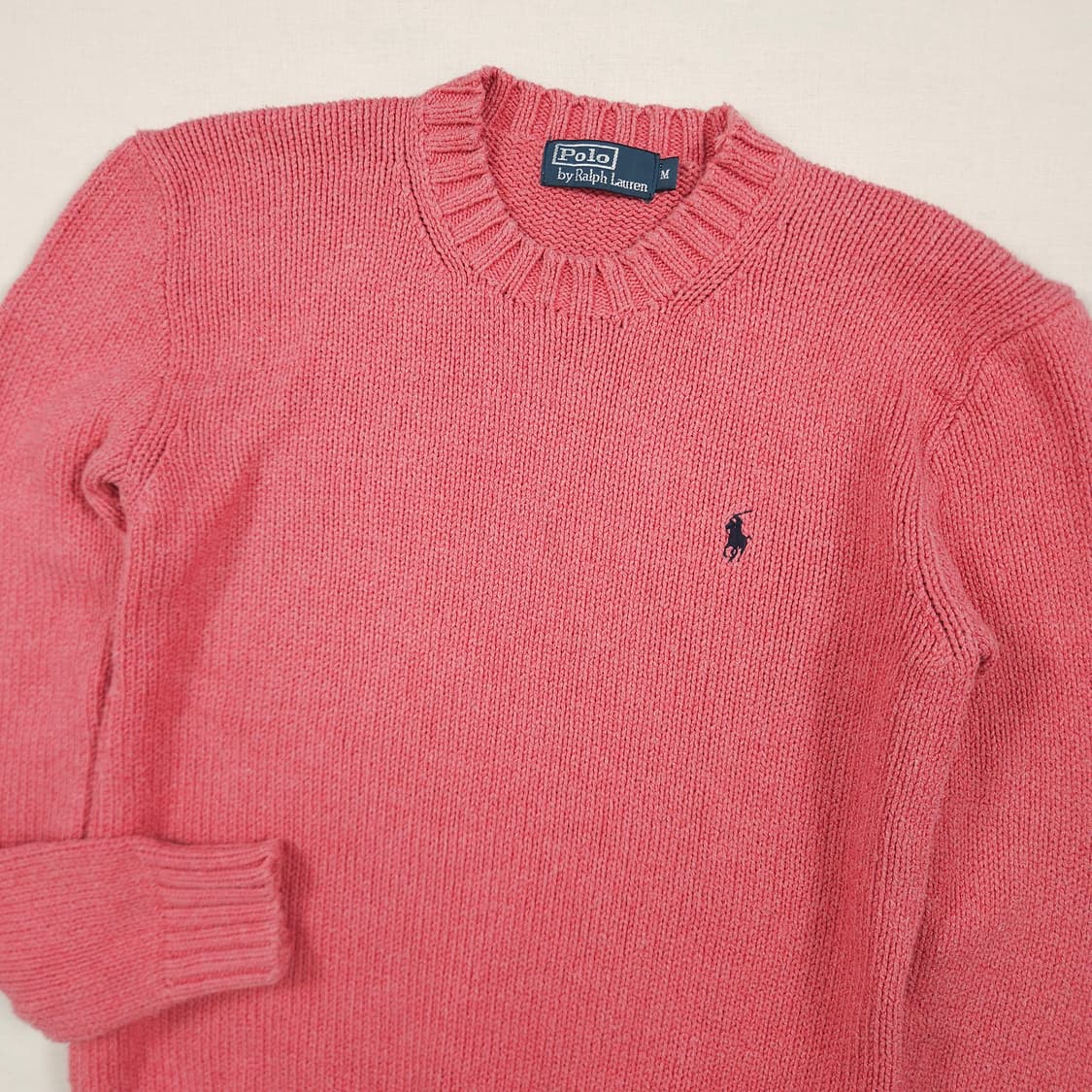 M(95) 폴로 랄프로렌 크루넥 코튼 니트 핑크 상품이미지1