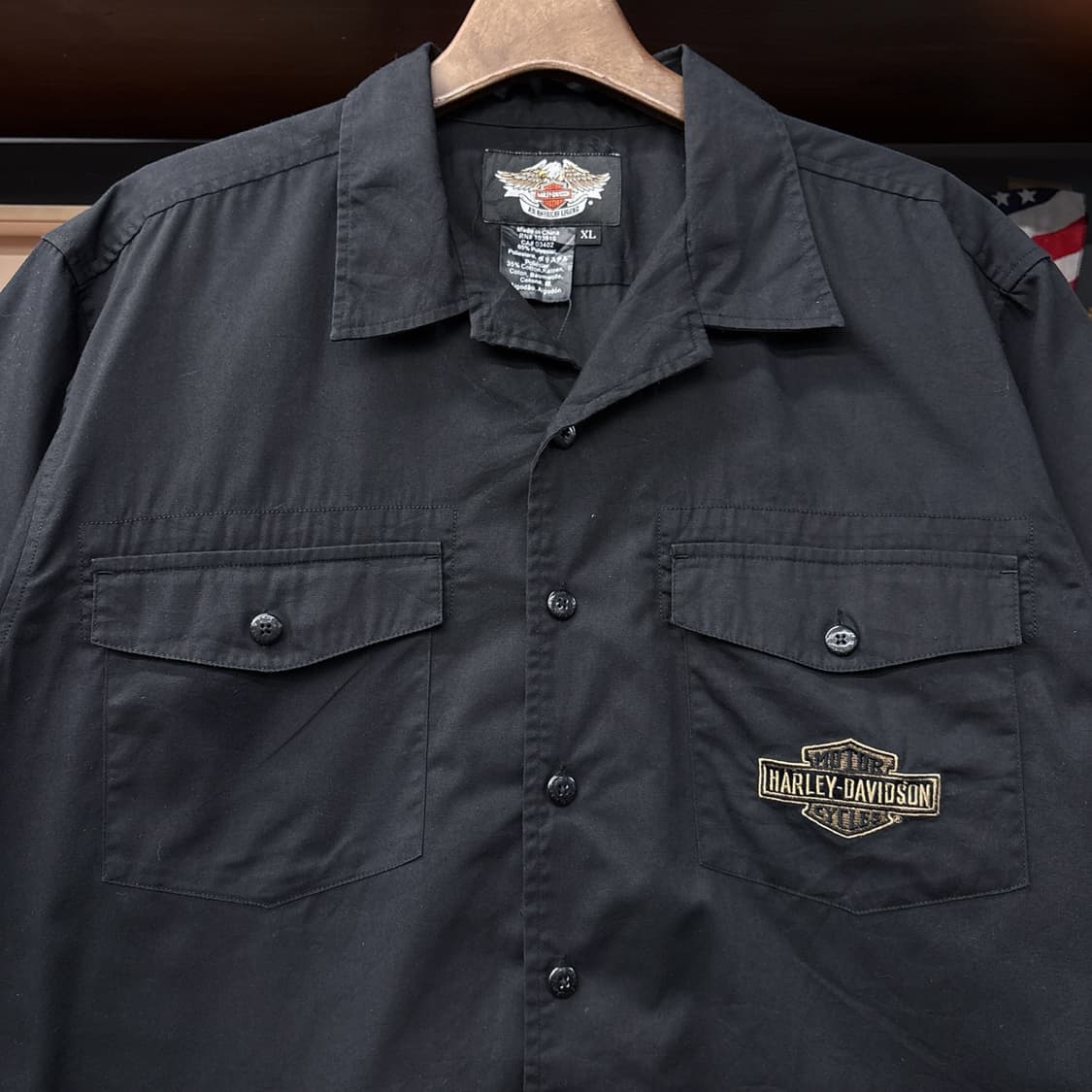 00s 할리데이비슨 브론즈 바앤쉴드 이글스 스텐실 워크셔츠 N1188 상품이미지3