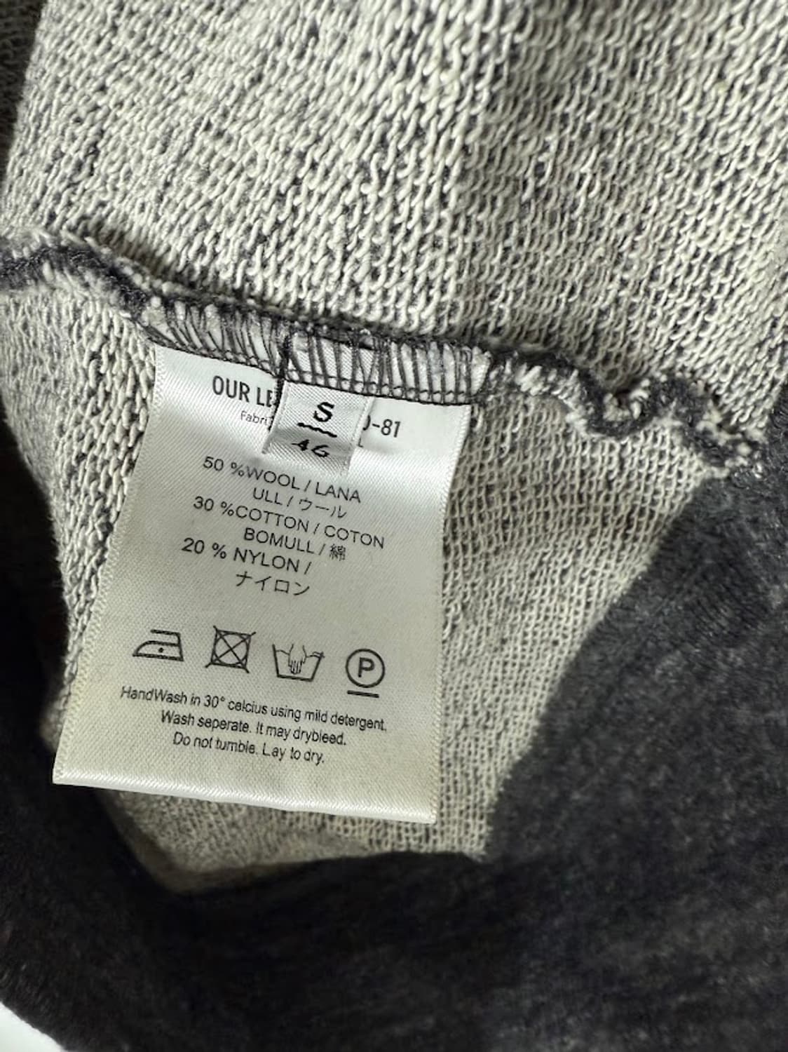 아워레가시1980-81 그레이트 스웻 울 챠콜 상품이미지3