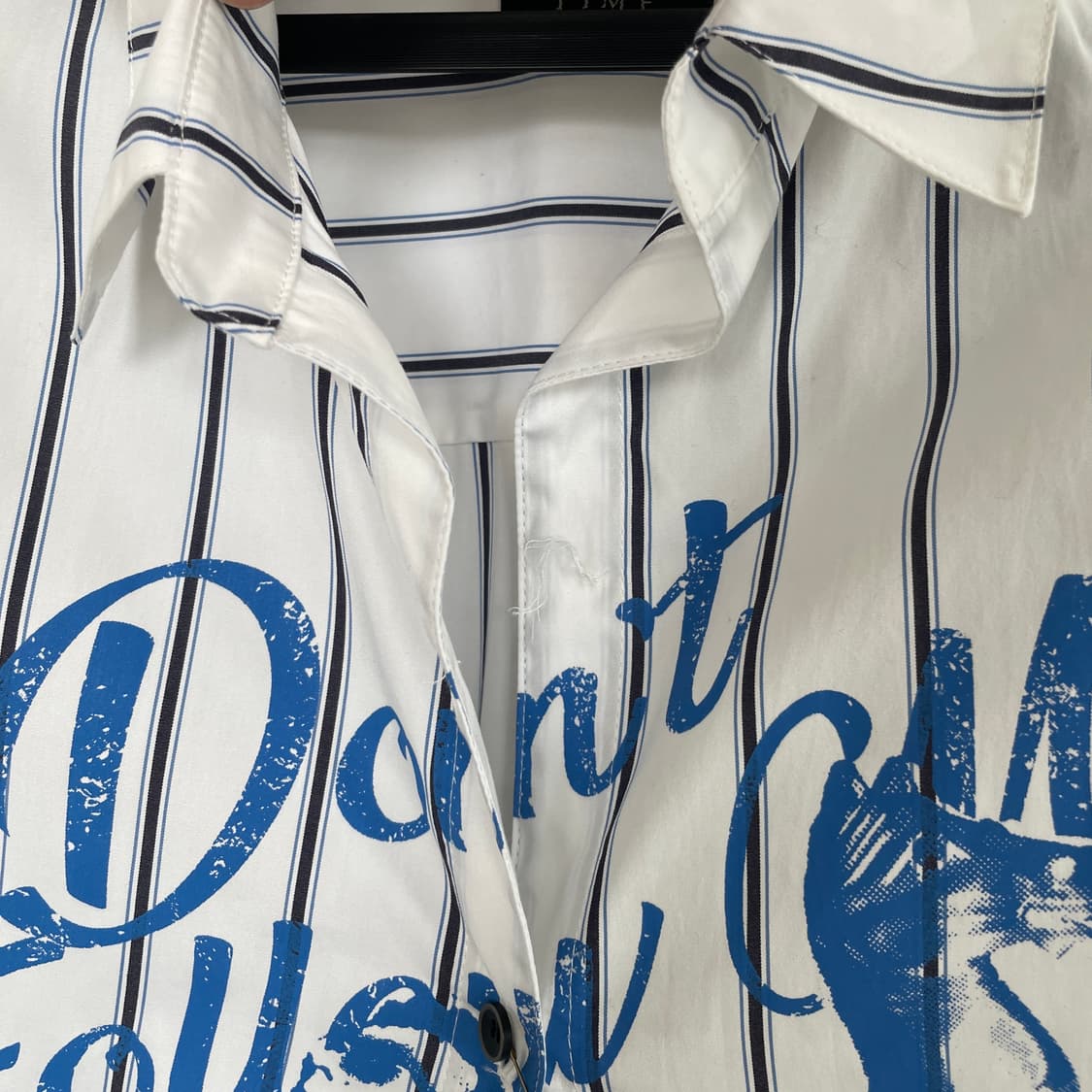 새상품 타임 흰색 스트라이프 프린팅 오버핏 셔츠 상품이미지5