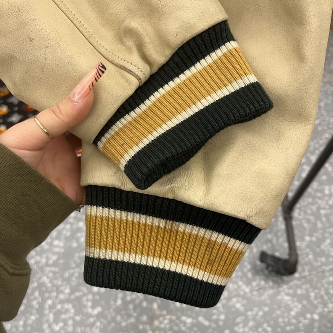 WWS 월드와이드스포츠 딥그린 울 소가죽 바시티자켓 100 C08177 상품이미지10